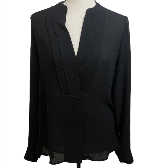 James Perse womens size1 Vneck  sheer black long sleeves.Small - Picture 1 of 11